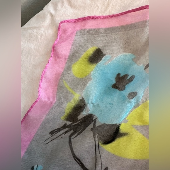 Floral Sheer Scarf - Pink and Blue - Picture 4 of 4